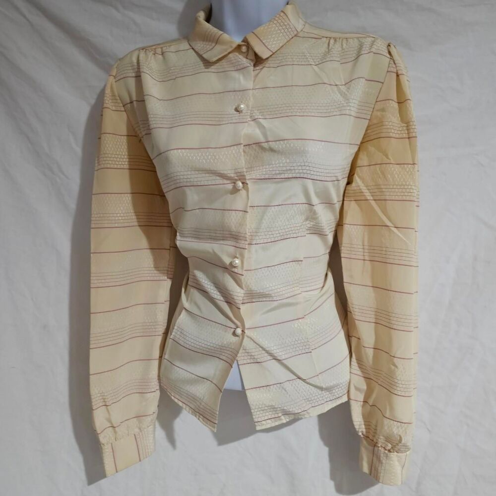 Vintage 80s striped preppy office siren blouse